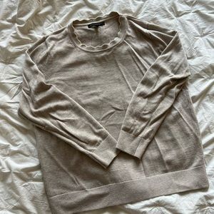 Banana Republic Beige Sweater with Scalloped Neckline
